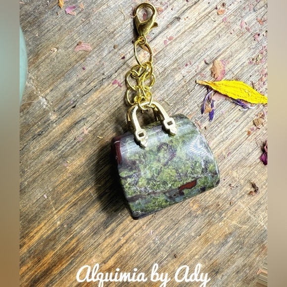 Handmade Red Agate Keychain: Boho Bag Charm With Jade - Etsy Carved handbag blood agate bag charm key/card holder